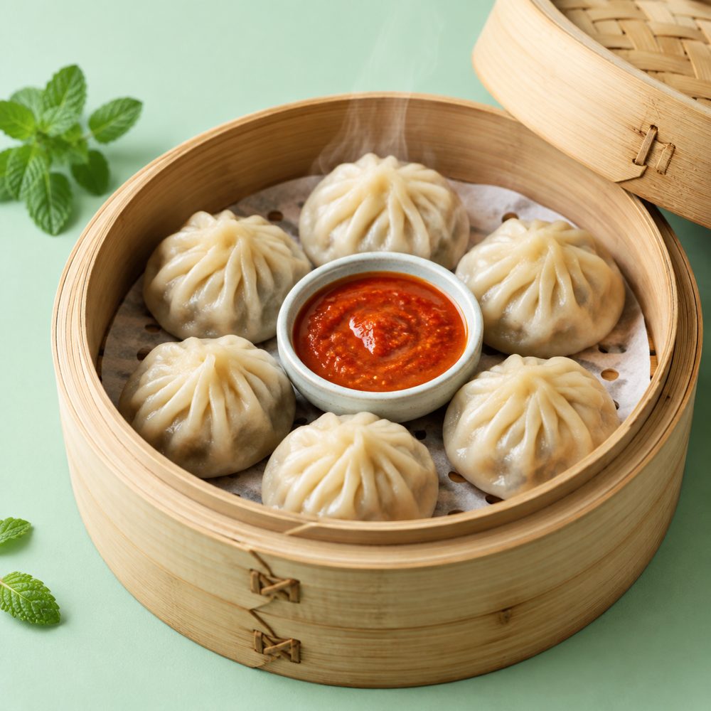 Illustrative momos food photograph
